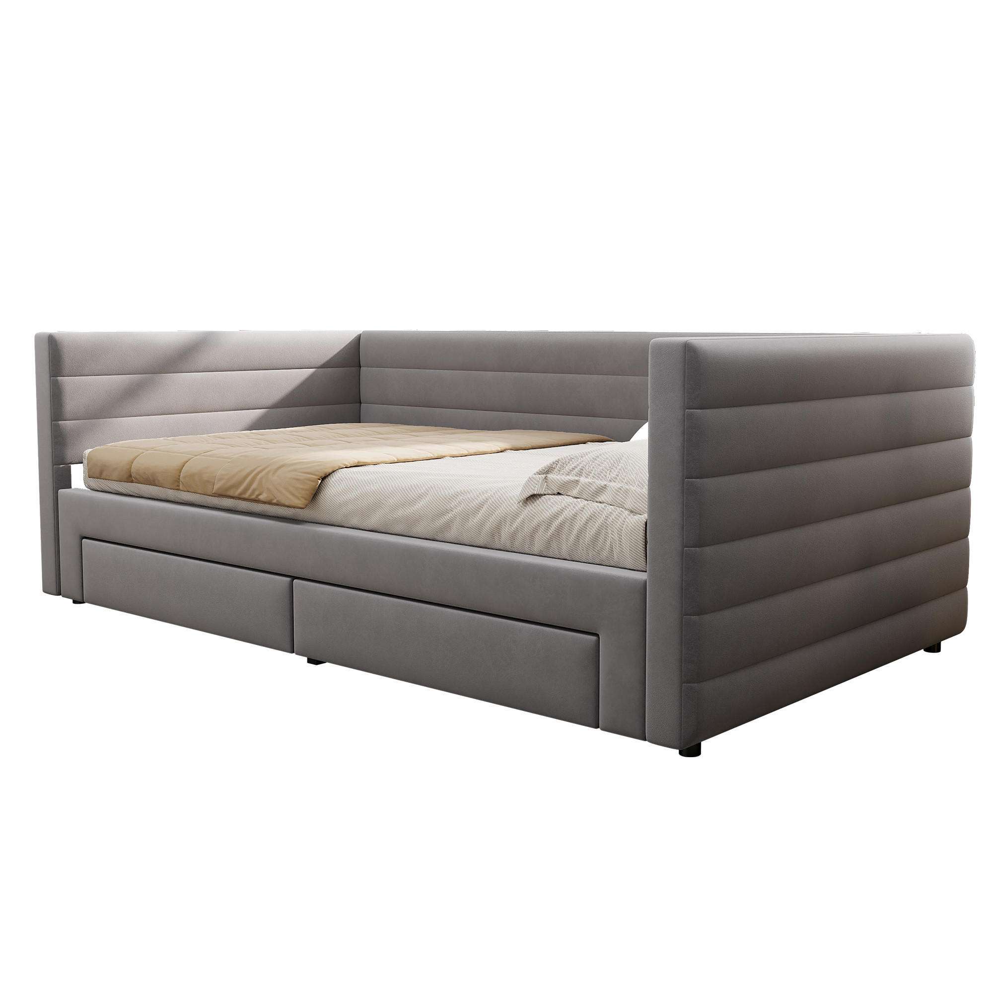 Meubliv Polsterbett Grau 90x190 cm
