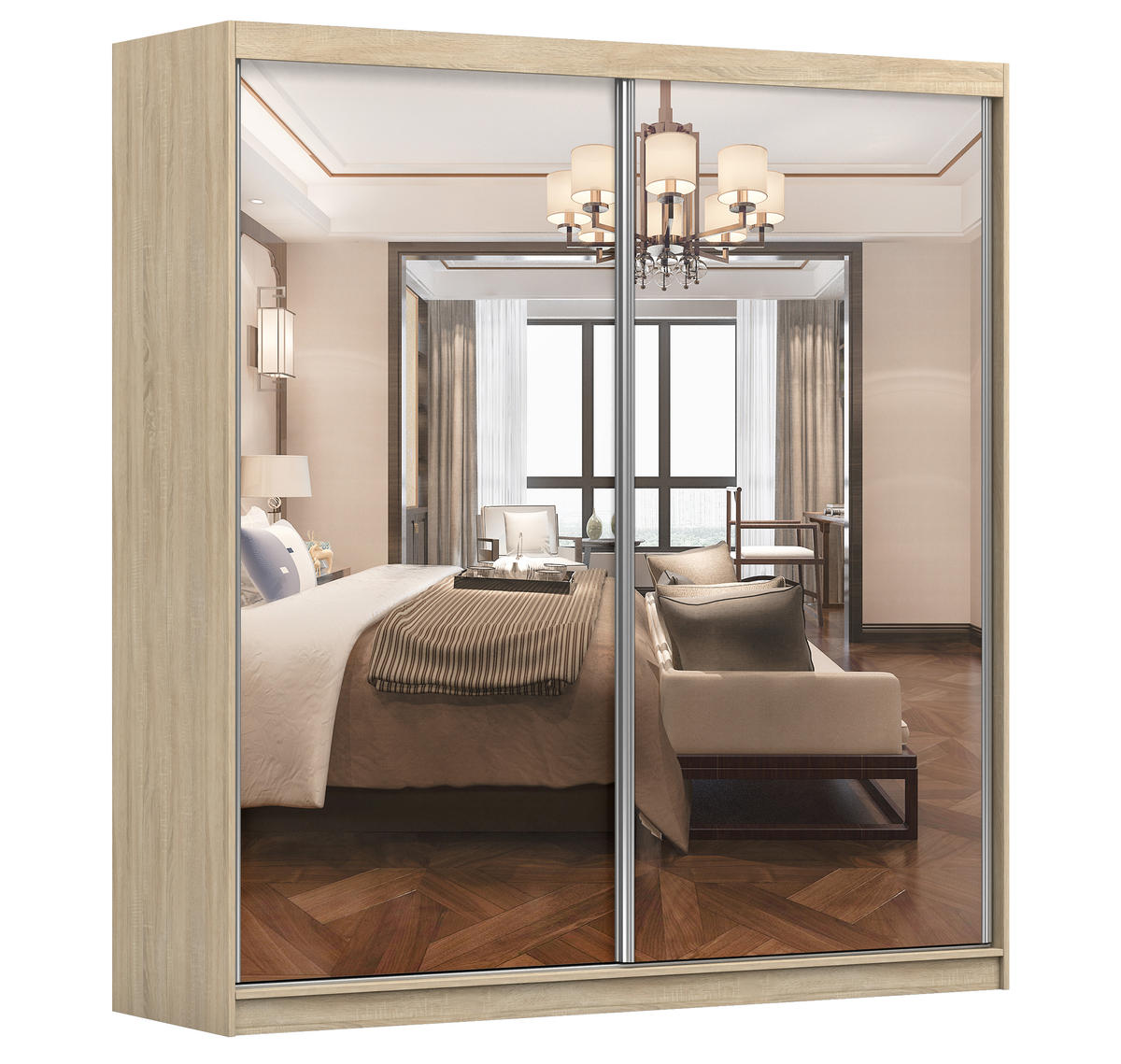 SCHIEBETÜRENSCHRANK - Ben 20 (Sonoma, 203 cm) - Sonoma Eiche, Holzwerkstoff/Metall (203/218/61cm) - Möblo