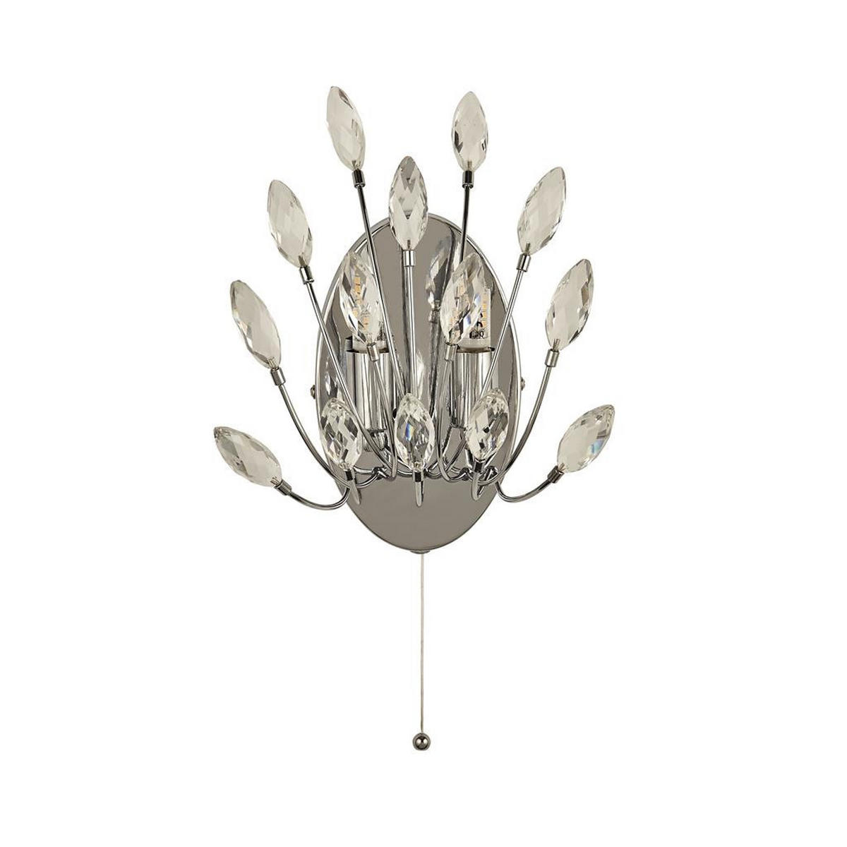 SEARCHLIGHT Peacock 2-flammige Wandleuchte, Kristall - Grau, Glas (14/24/13cm) - SearchLight