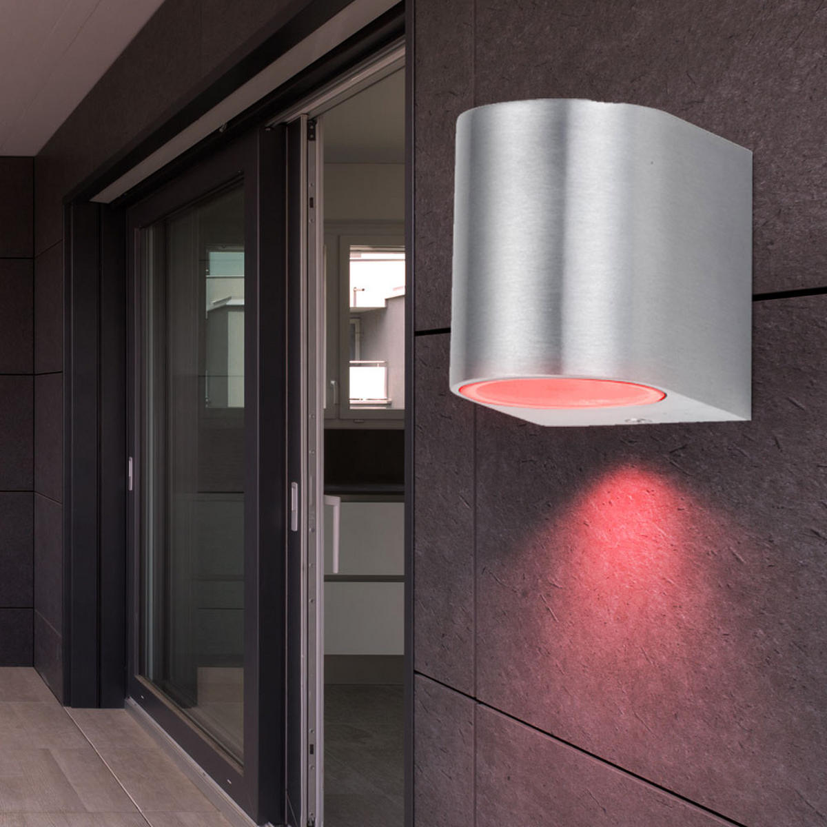 LED AUSSEN-WANDLEUCHTE Silber gebürstet 2er Set - Silberfarben, Glas (7/8/9.4cm)