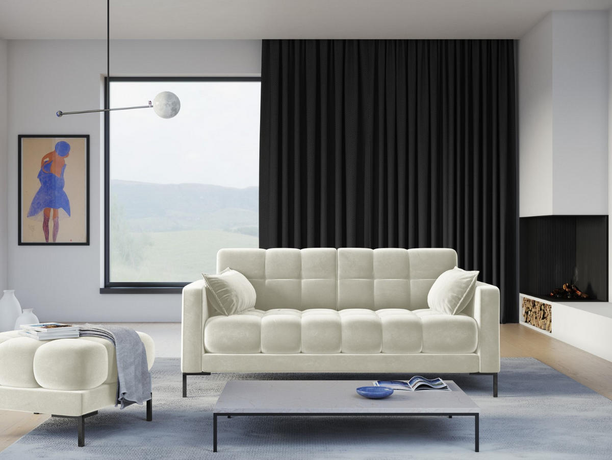 SOFA Mamaia aus Samt leichtes beige 2 Sitzplätze - Creme, Textil (92/75/152cm) - Micadoni