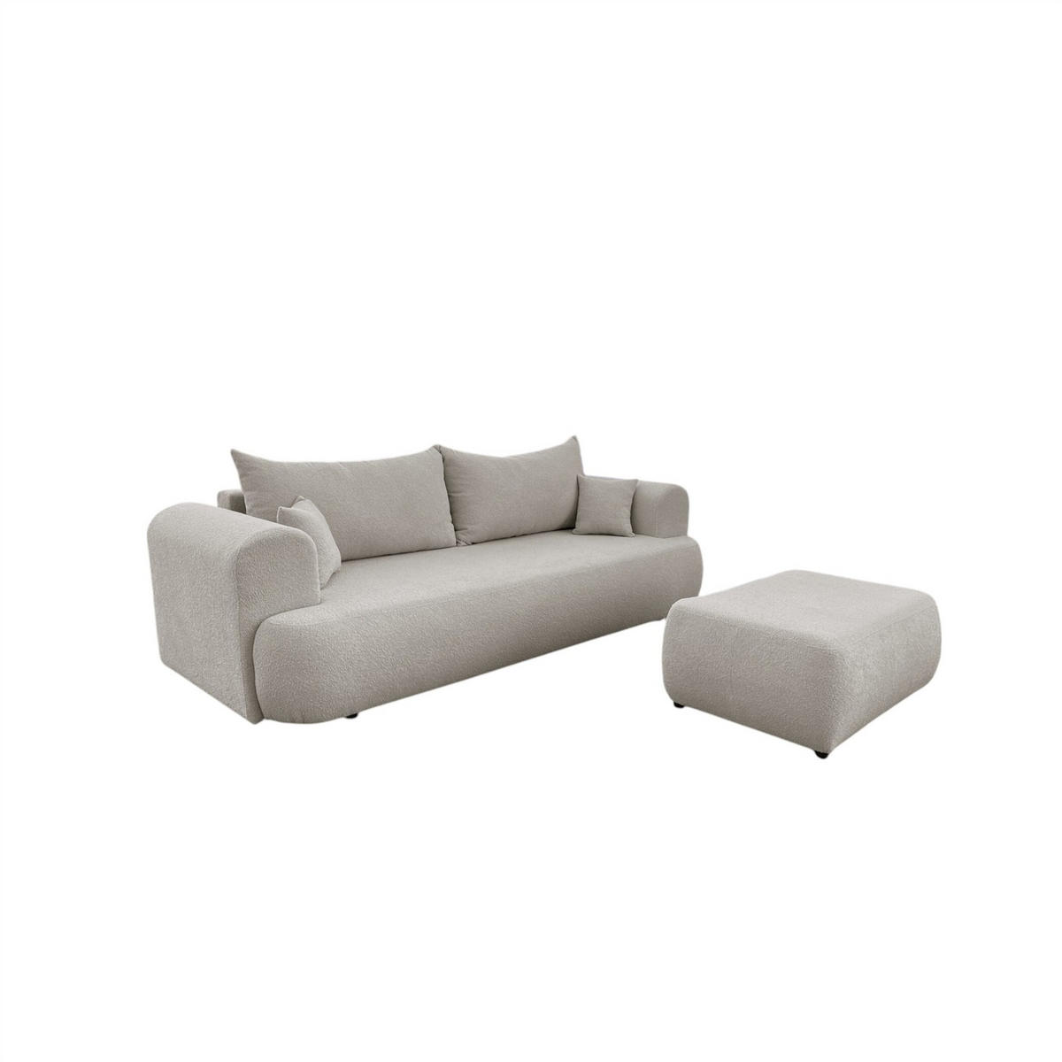 SCHLAFSOFA Anike Inkl. Polsterhocker - Beige, Holzwerkstoff/Textil (240/78/110cm) - Fun Möbel