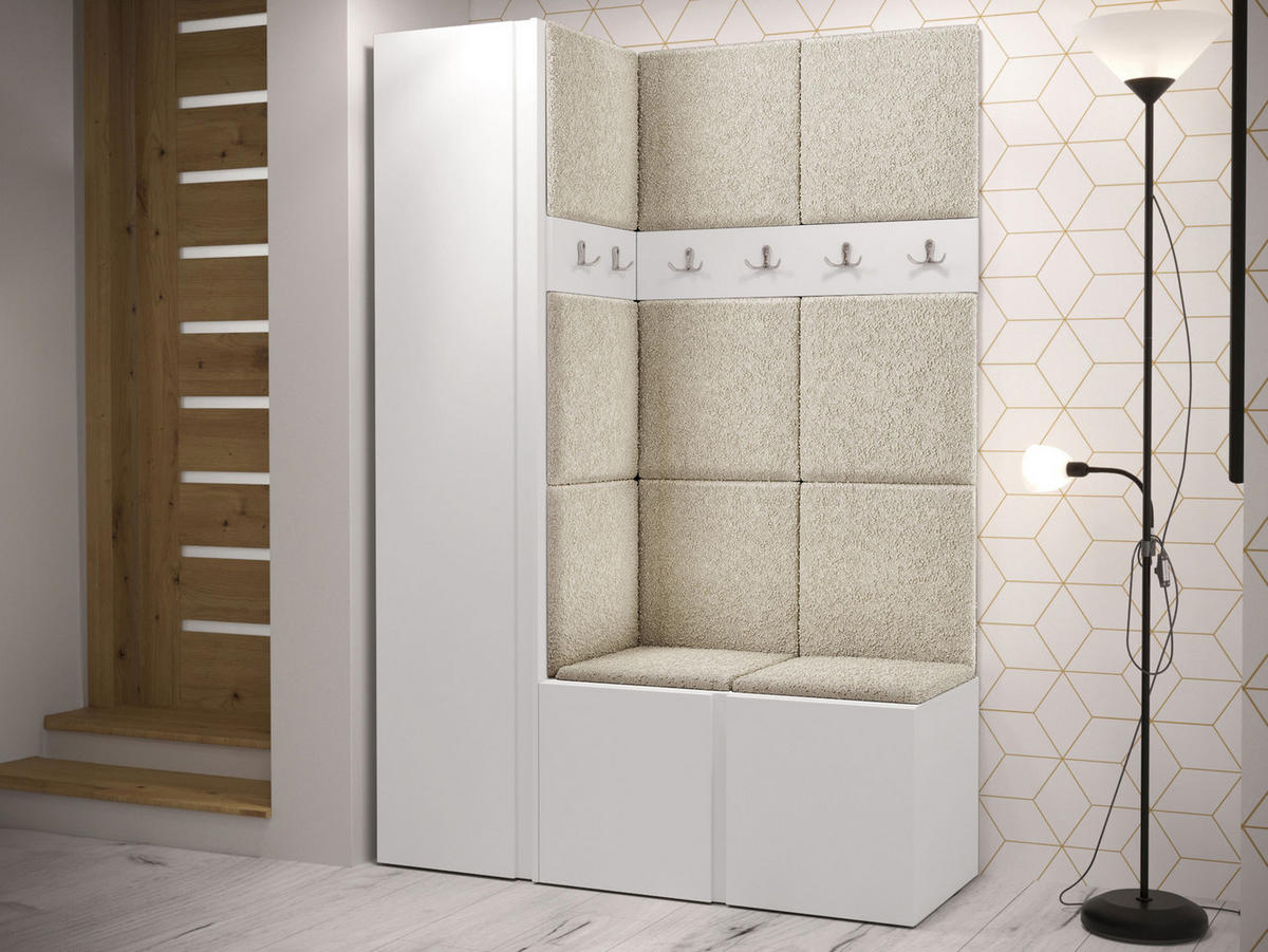 GARDEROBEN-SET Orion IX - Creme/Weiß, Holzwerkstoff/Kunststoff (124/186/46cm) - MIRJAN24