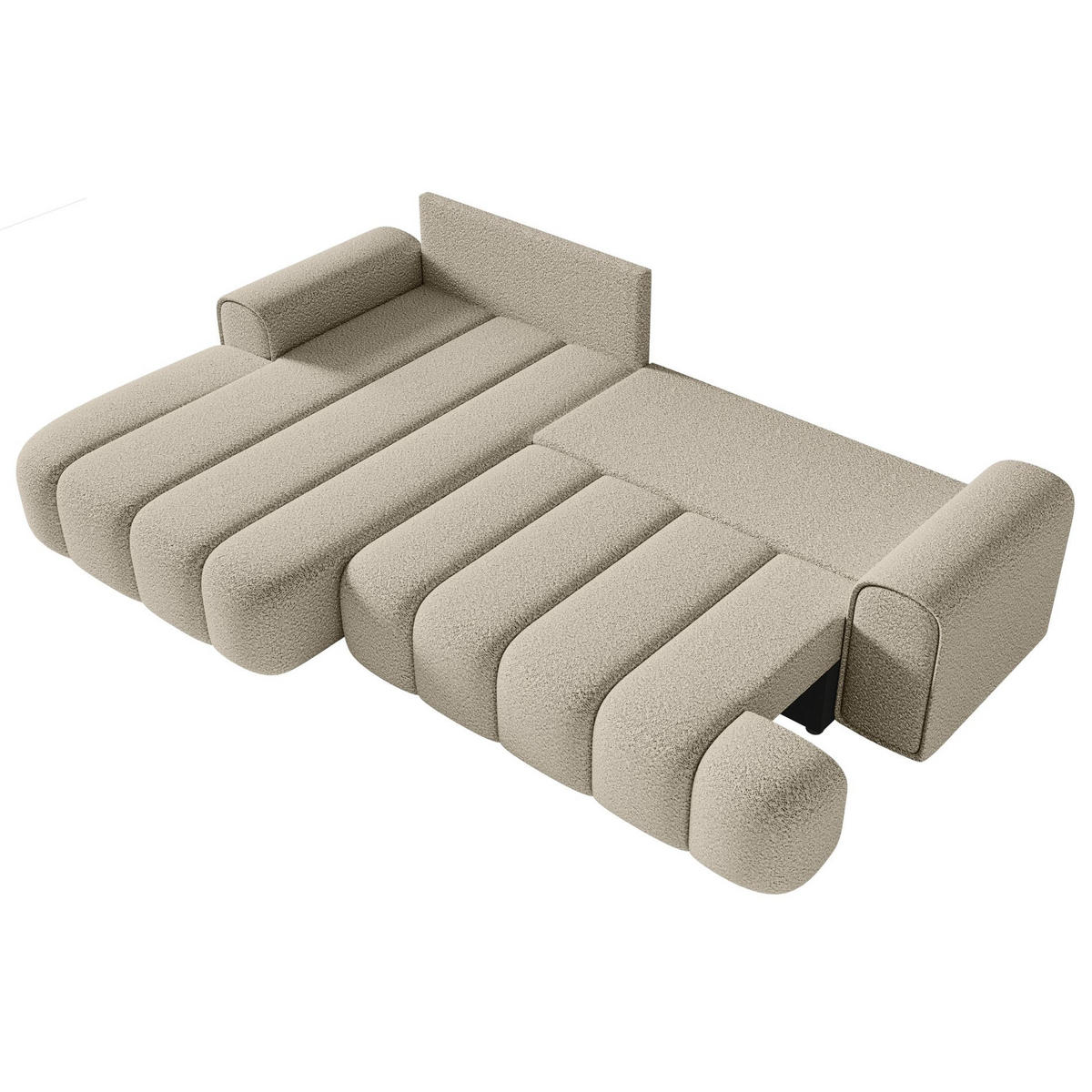 ECKSOFA Dandelino Hellbeige mit Bouclé-Bezug, links - Ecru/Schwarz, Kunststoff/Textil (275/168cm) - Selsey