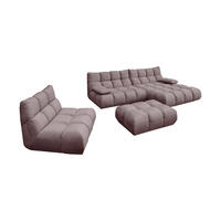 SITZGRUPPE VIVIEN 3ER SET Grau Velvet - Grau, Kunststoff/Textil (510/85/359cm) - KAWOLA