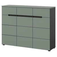 SCHUHKOMMODE Salbei grün, Baslat grau 120 cm, Flurkommode mit Soft-Close - Salbeigrün/Schwarz, Holzwerkstoff/Kunststoff (120/94/37cm) - Inn.Furn