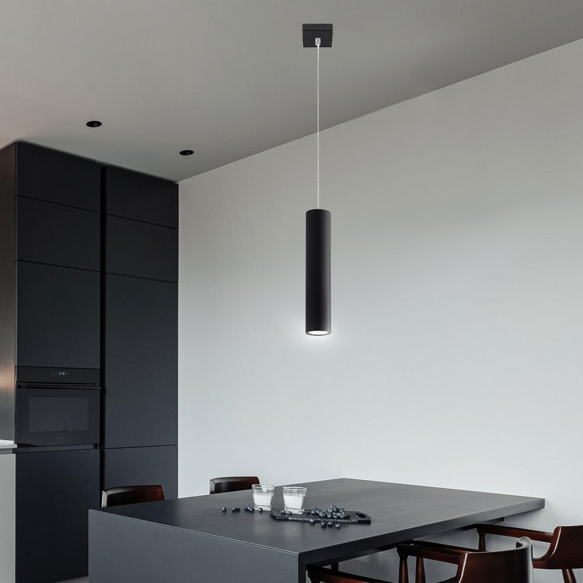 LED HÄNGELEUCHTE Stahl Schwarz - Schwarz, Metall (8/8/100cm)