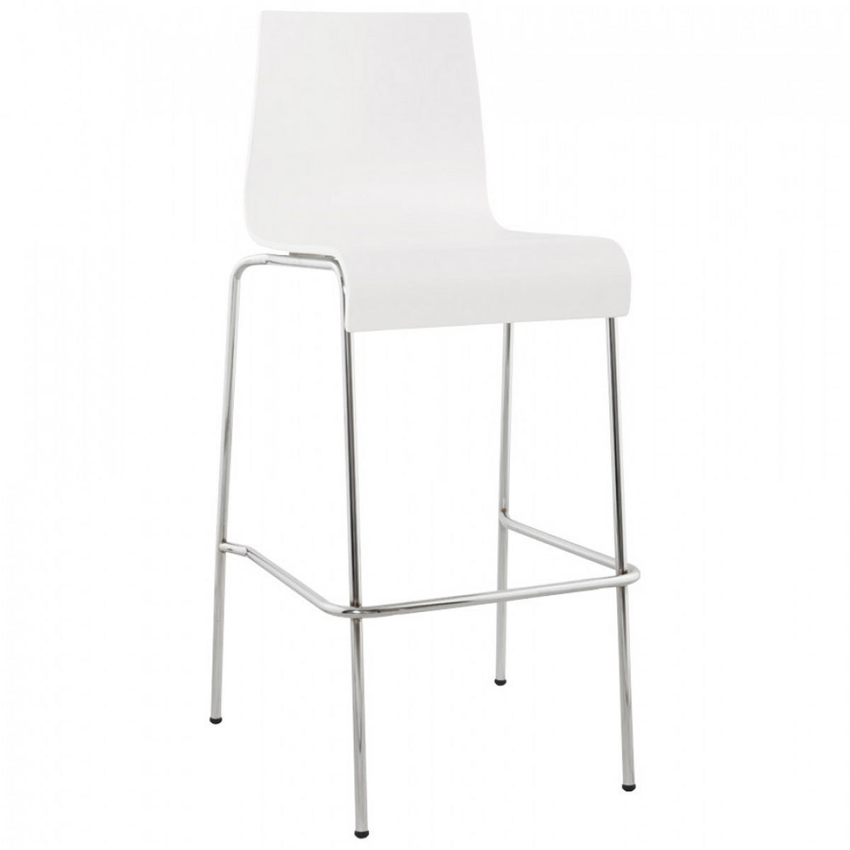 BARHOCKER Weiß 51x103x52cm - Chromfarben/Weiß, Holz (51/103/52cm) - AlterEgo