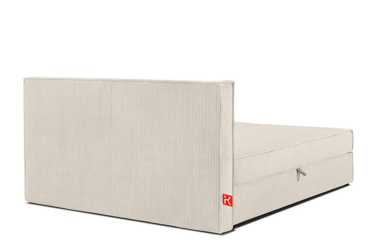 BOXSPRINGBETT ROTI 160x200 mit Matratze und Topper, mit Bettkasten, ecrufarben - Ecru/Schwarz, Holz/Holzwerkstoff (160/200cm) - KONSIMO®