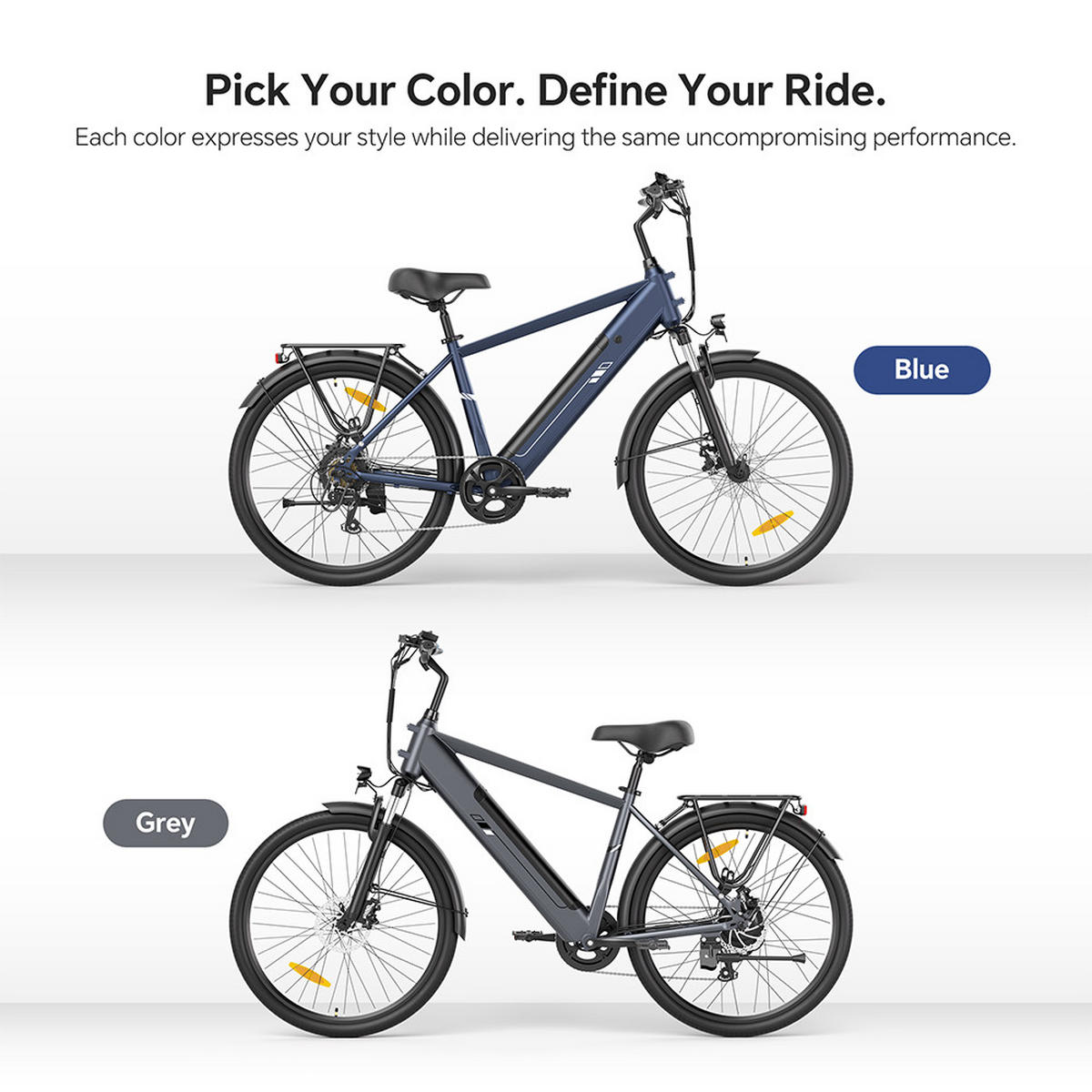 E-BIKE Touroll J2 – 250W Motor (45Nm), 561,6Wh Akku (100km Reichweite), Shimano 7-Gang, 60mm Federgabel, Dual-Scheibenbremsen, StVZO-Licht - Blau, Metall (77cm)