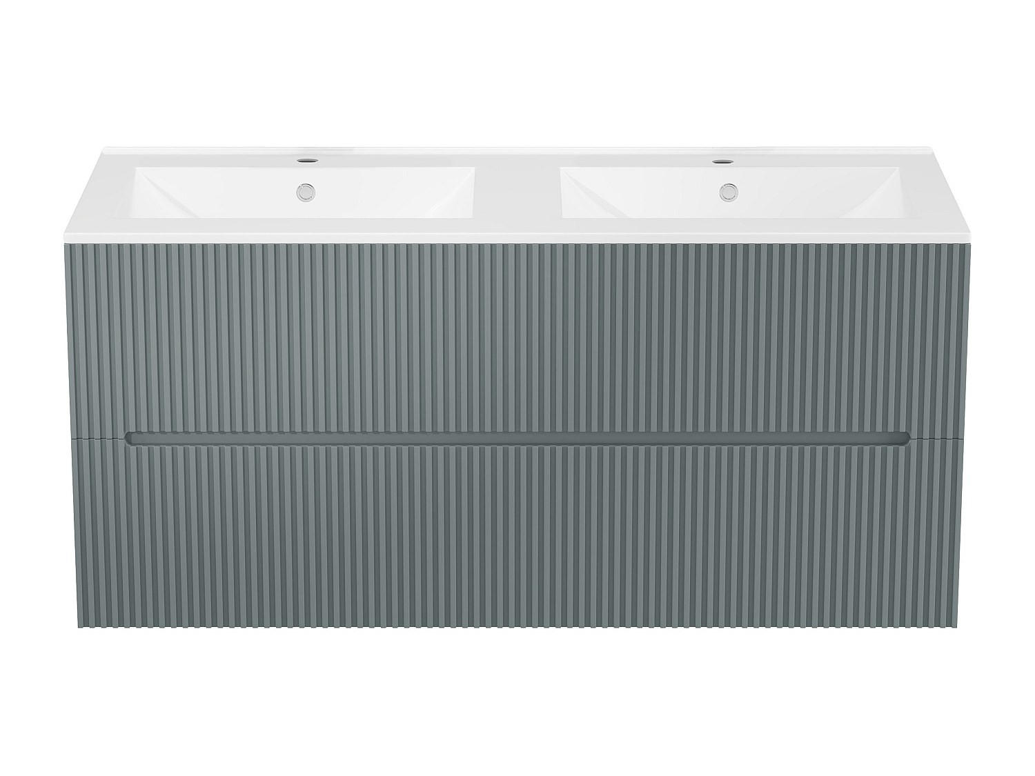 DOPPELWASCHTISCH - 120 cm x 45.5 cm - Holz, Platte - Grau - PAVANI - Grau, Holz (120/55/45.5cm) - Vente-Unique