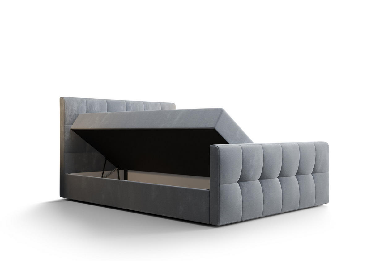 BOXBETT MANHATTAN mit Matratze H3, Bonell und Topper 180x200 Monolith 37 - Grün, Holz/Textil (180/200cm) - Bedante