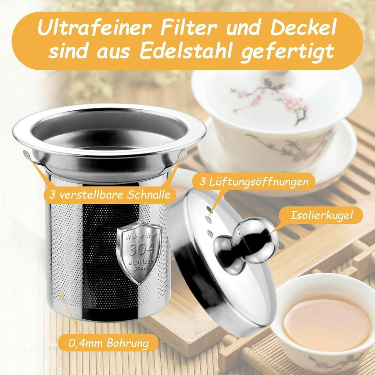 TEEKANNE Glas 450 ml mit Edelstahlfilter - Transparent, Glas (10/10cm)
