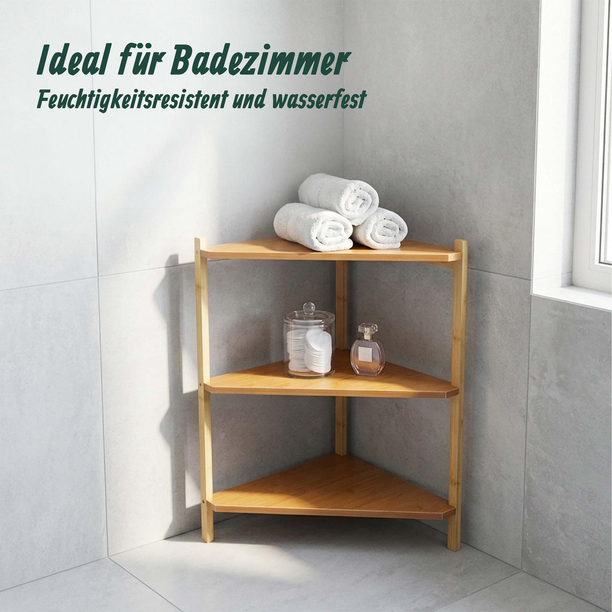 ECKREGAL Natur 3 Ablagen Bambus - Hellbraun, Holz/Holzwerkstoff (46/60/25cm) - Relaxdays