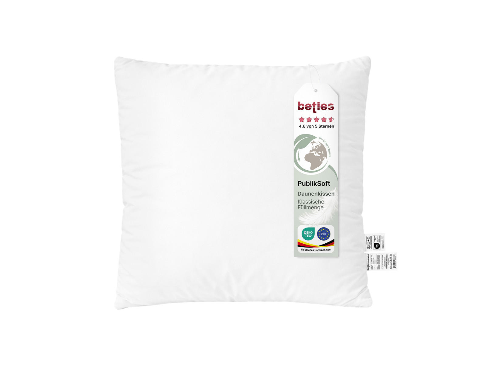 DAUNENKISSEN PublikSoft 60/60 cm - Weiß, Naturmaterialien/Textil (60/60cm) - beties Heimtextil