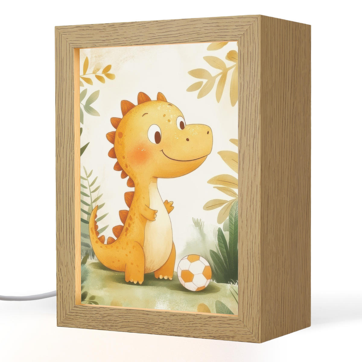 NACHTTISCHLAMPE Dino - Fußball - Orange 15x20 cm - Beige, Holzwerkstoff (8/15/20cm)
