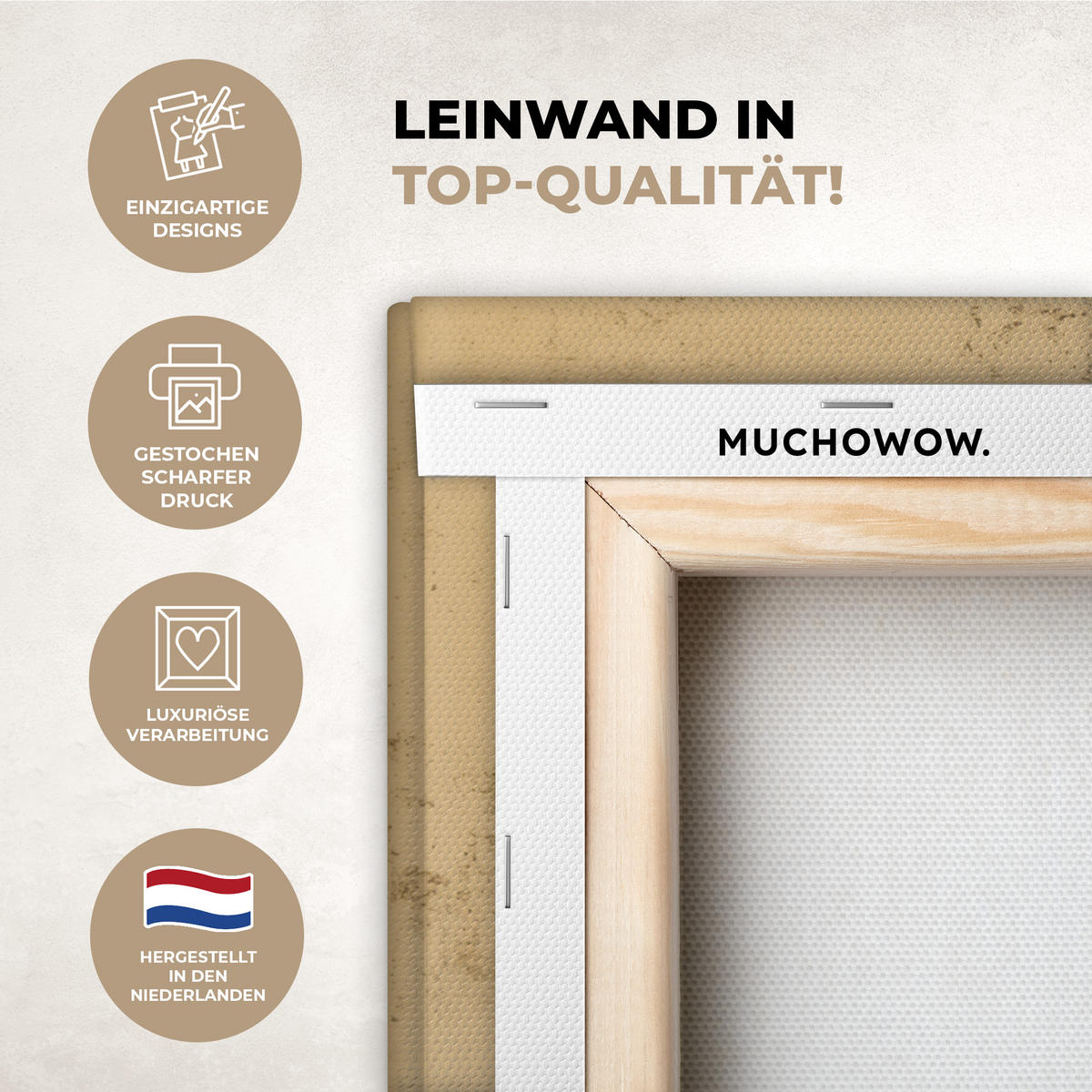 LEINWANDBILD Goldene Berge bei Mondschein Wandbild Wohnzimmer 50x50 cm - Goldfarben, Textil (50/50cm) - MuchoWow