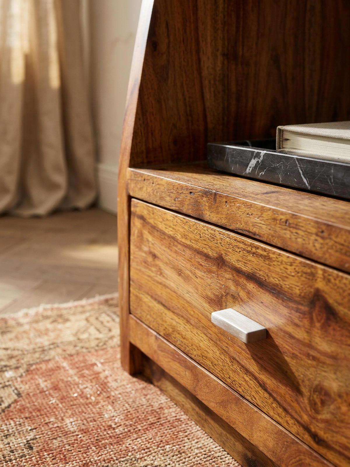 NACHTTISCH – Massivholz, Schublade & Ablage, Landhausstil - Braun, Holz/Metall (45/53/40cm) - KADIMA DESIGN