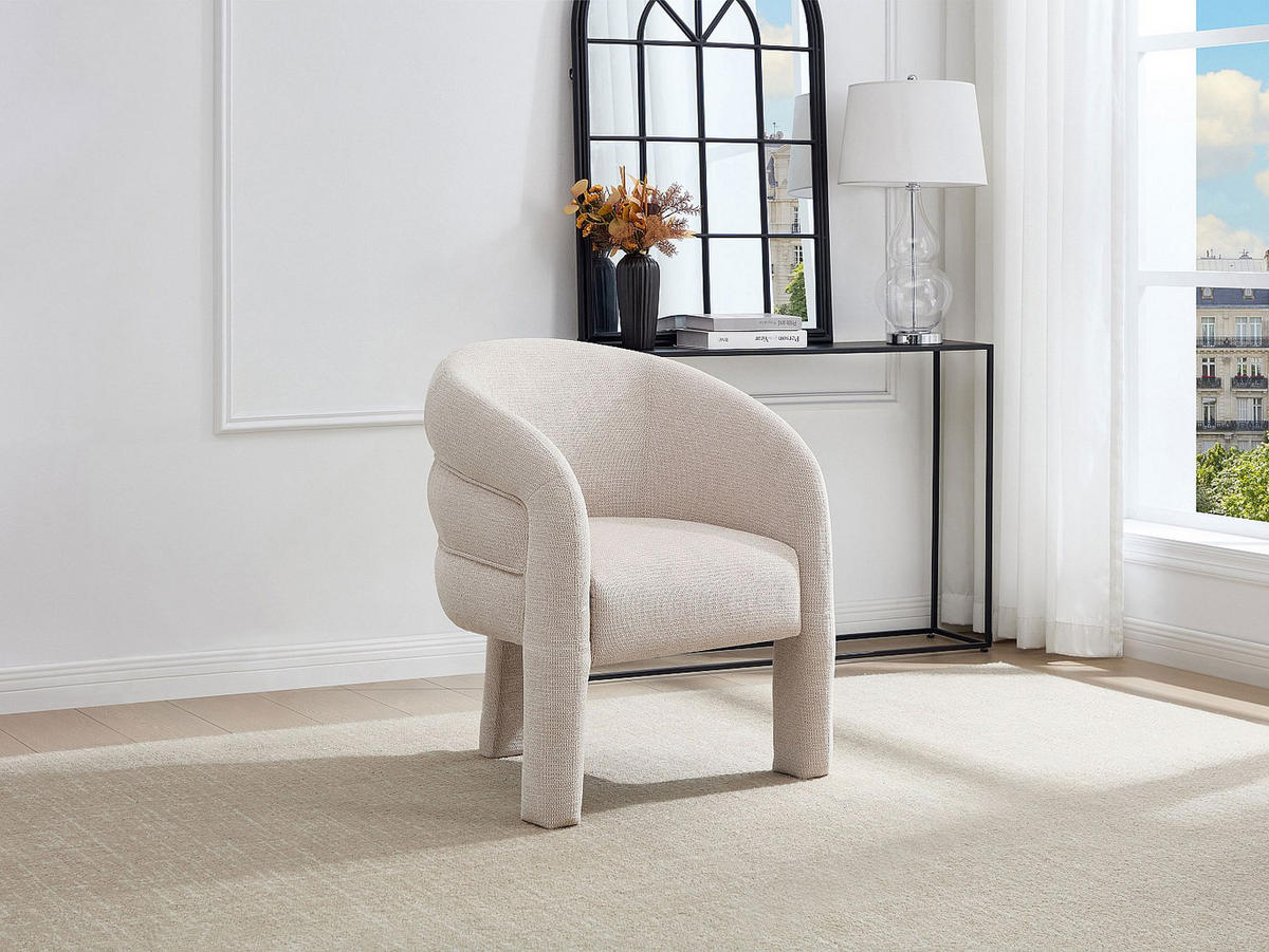 SESSEL - Stoff - Beige strukturiert - ZELUVA - Beige, Textil (70/81/63cm) - Vente-Unique