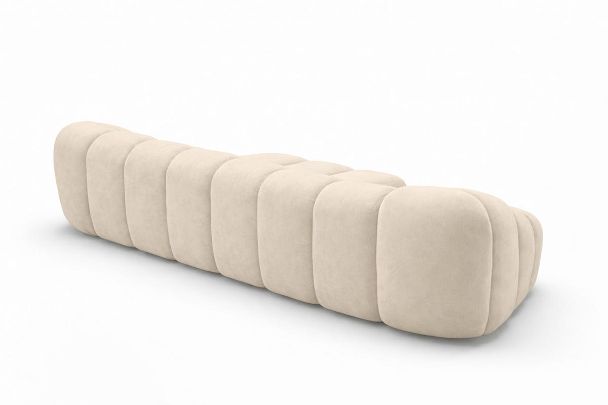 ECKSOFA Modulare L-Form, Veloursstoff Bluvel, Creme, Rechts, CROISSANT L - Creme, Holz (305/190cm) - Kaiser Möbel