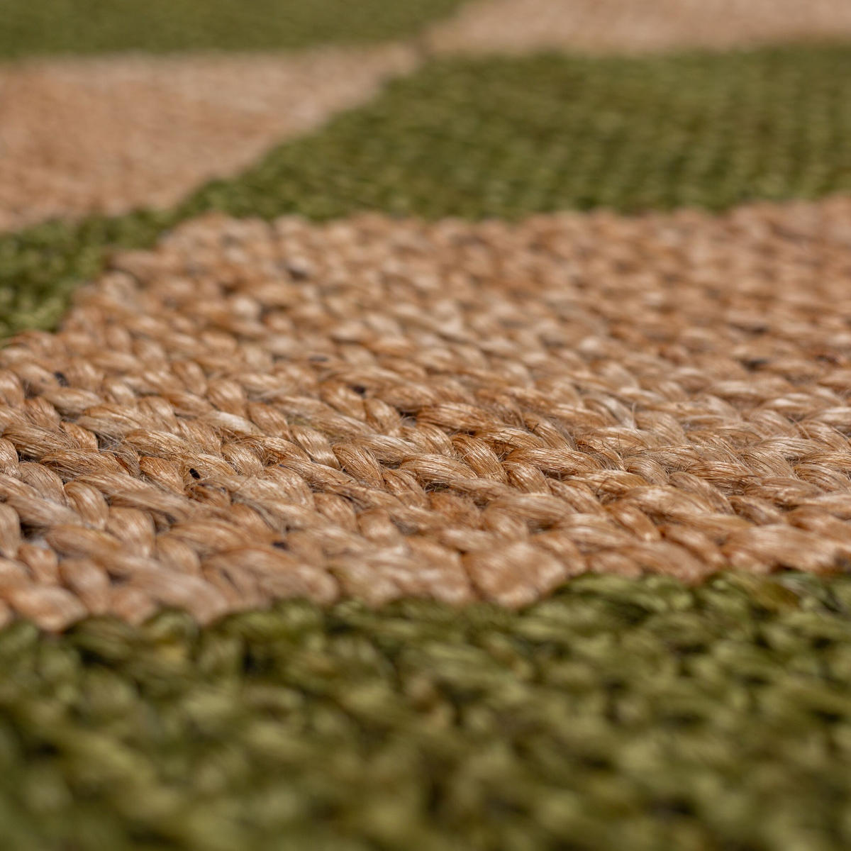 JUTETEPPICH BAIN, mit Rautenmuster, Olivegrün, 80 x 230 cm - Grün, Textil (230/80cm) - KADIMA DESIGN