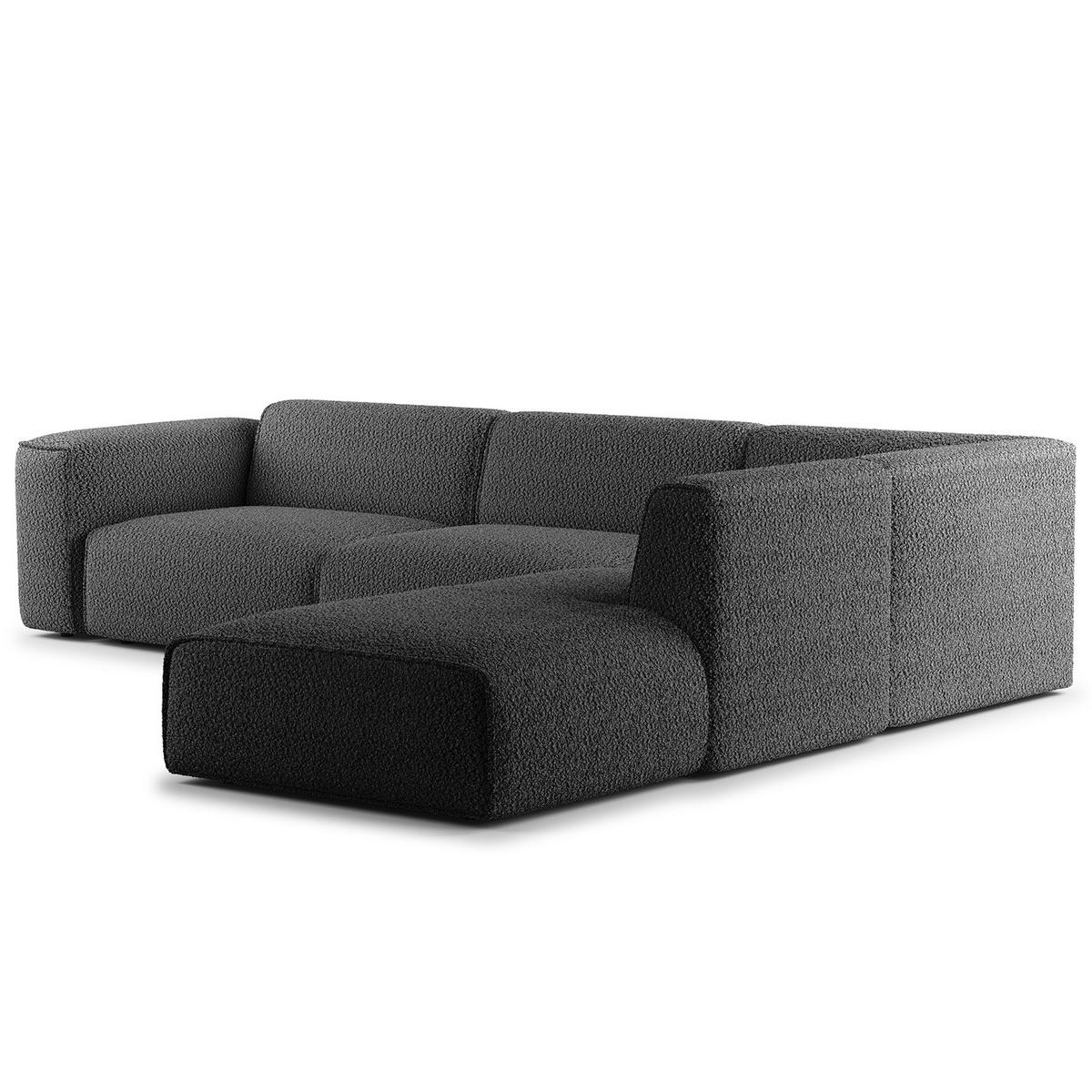 3-SITZER ECKSOFA mit Recamiere - Anthrazit/Schwarz, Kunststoff/Textil (295/231cm) - home24