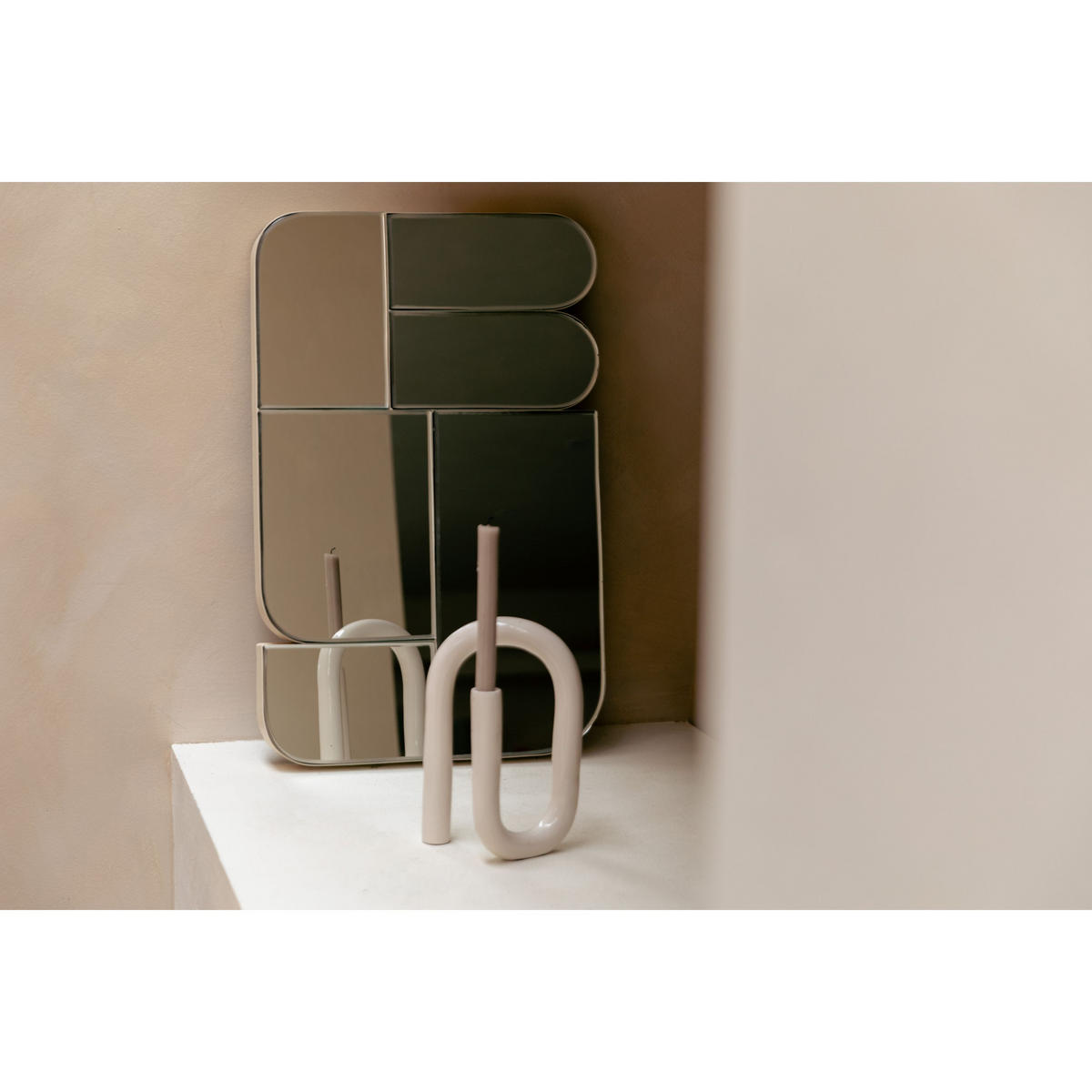 WANDSPIEGEL Glamour Beige - Beige, Metall (45/70/5cm) - Zuiver