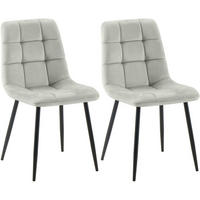 STUHL 2er Set Samt Grau - Schwarz/Grau, Textil/Metall (45/84/55cm) - CLP