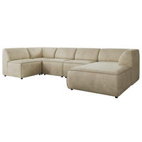 WOHNLANDSCHAFT MODARO U 5M - Beige Velvet - Rechts - Beige/Schwarz, Textil (345/78/180cm) - MKS