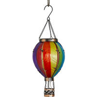 LED-SOLAR-LATERNE - Heißluftballon Design aus buntem Echtglas für Garten und Außenbereich, mit Solarpanel, 1er-Set - Weiß, Metall (13/37.3/13cm) - Northpoint