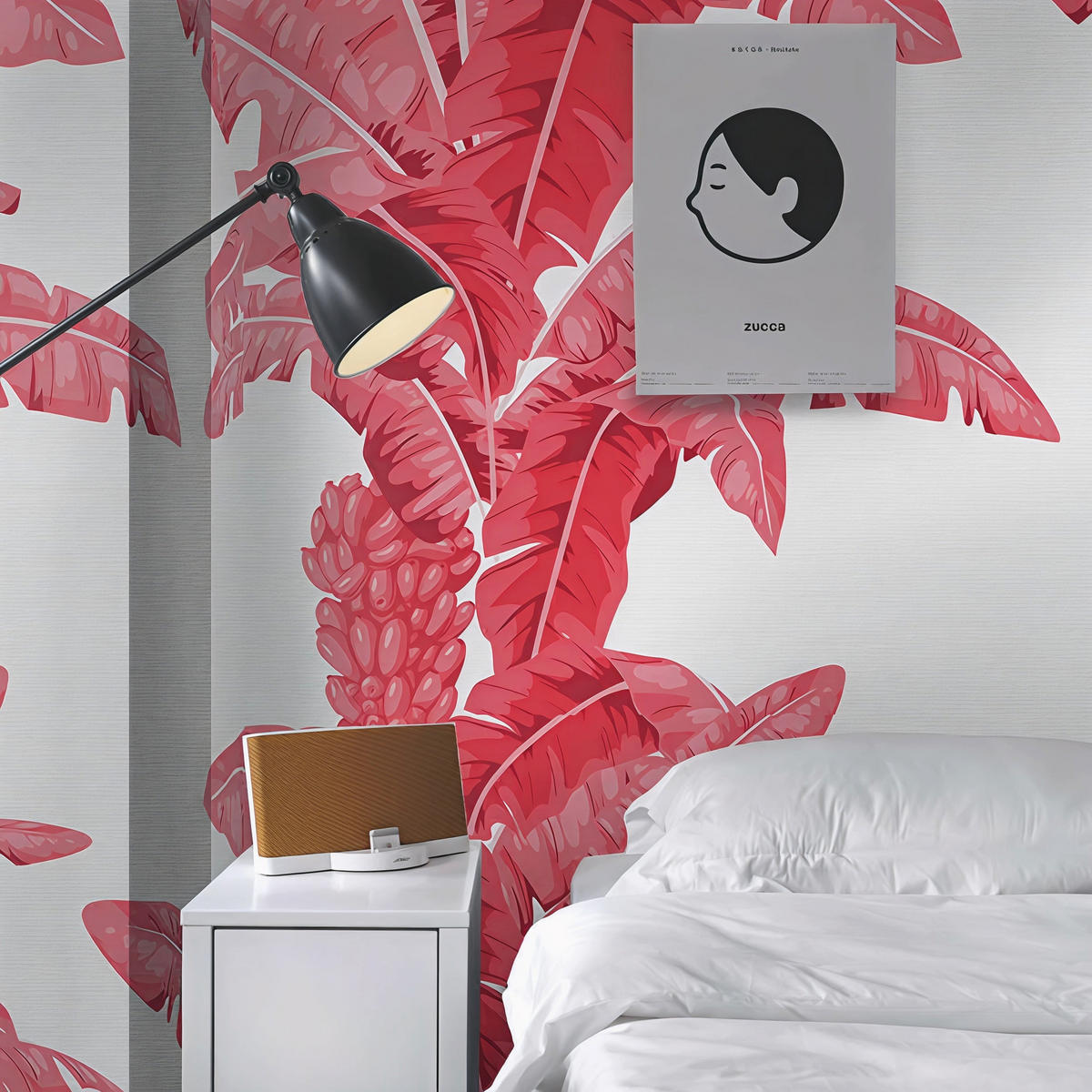 TAPETE Palmen aus echtem Papier, 200x280cm, 8 Bögen - Rot, Papier (200/280cm) - WALLPAPERS4BEGINNERS