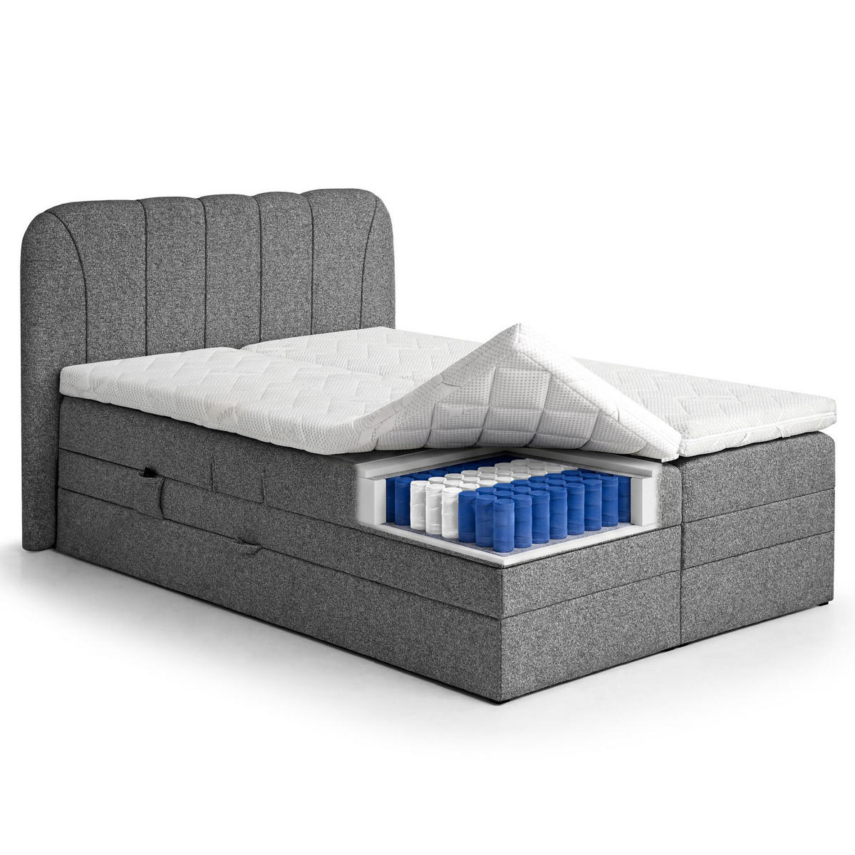 BOXSPRINGOVÁ POSTEL Romeo s elektrickým polohováním matrace, 140x200 cm, tmavě šedá - tmavě šedá, textil (140/200cm) - Beautysofa