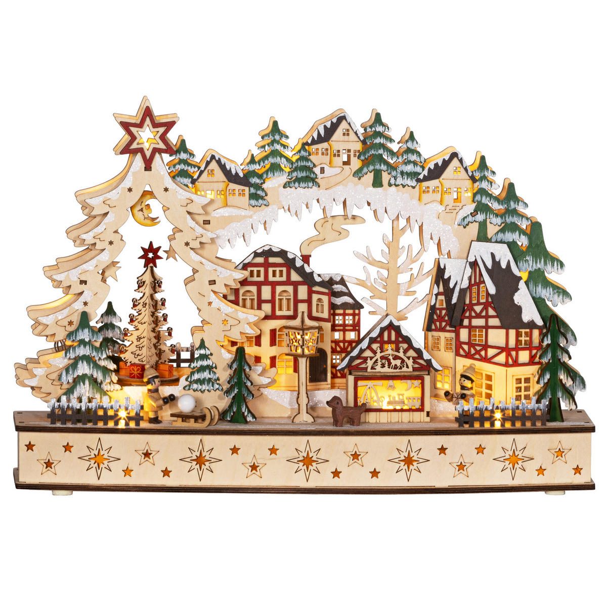 WEIHNACHTSDORF - Naturfarben, Holz (12/30/45cm) - HOMCOM