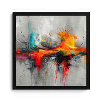 POSTER MIT RAHMEN Moderne Kunst - Orange - Grau - Abstrakt 40x40 cm - Hellgrau, Papier (40/40cm) - MuchoWow