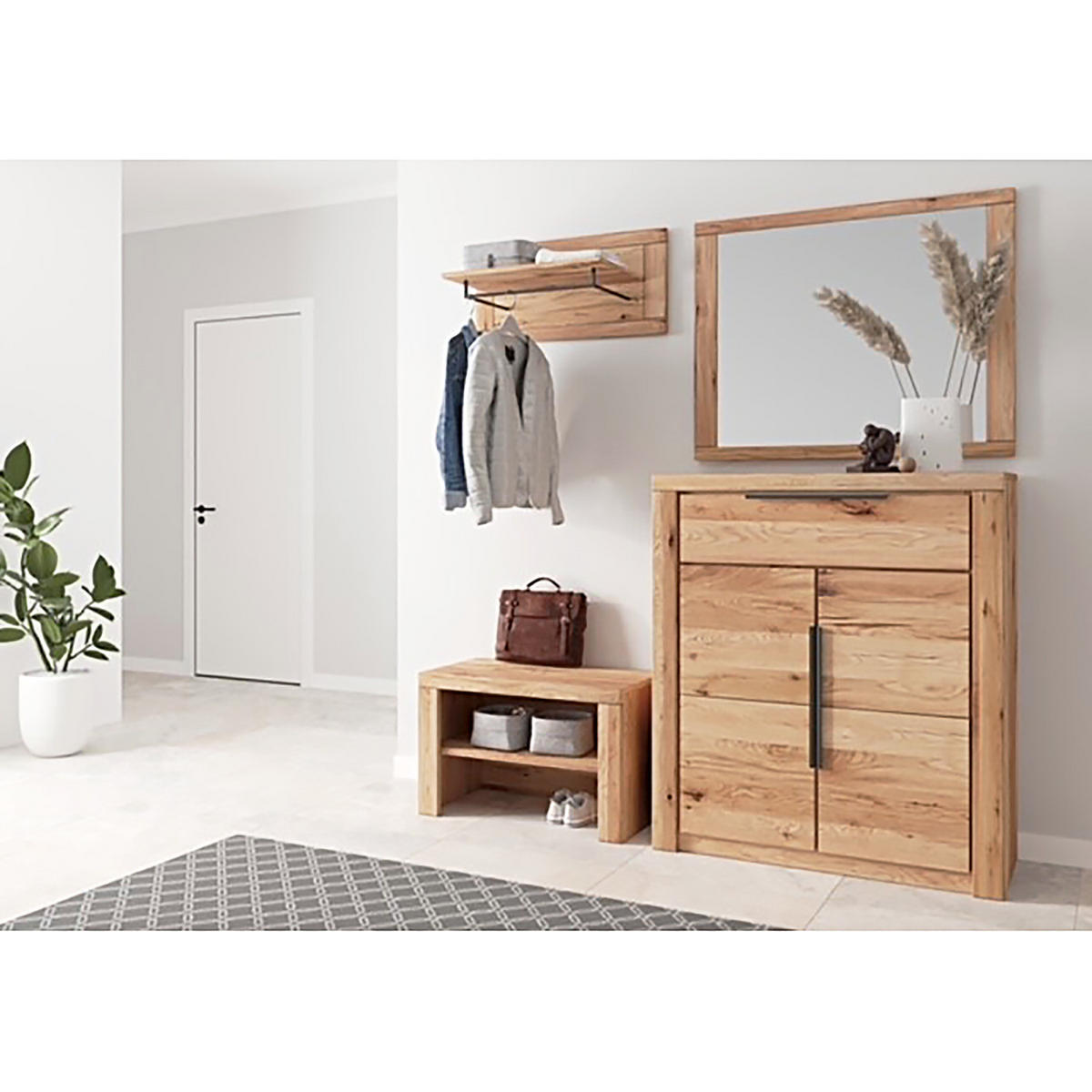 WANDGARDEROBE - Eiche teilmassiv - Eiche / Eiche Dekor - Braun, Holz/Holzwerkstoff (80/36/28cm) - home24