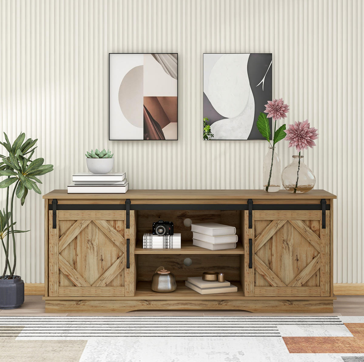 TV-SCHRANK mit Schiebetüren 150 x 40 x 60 cm Braun Holzwerkstoff - Braun, Holzwerkstoff (40/60/150cm) - Beauniv