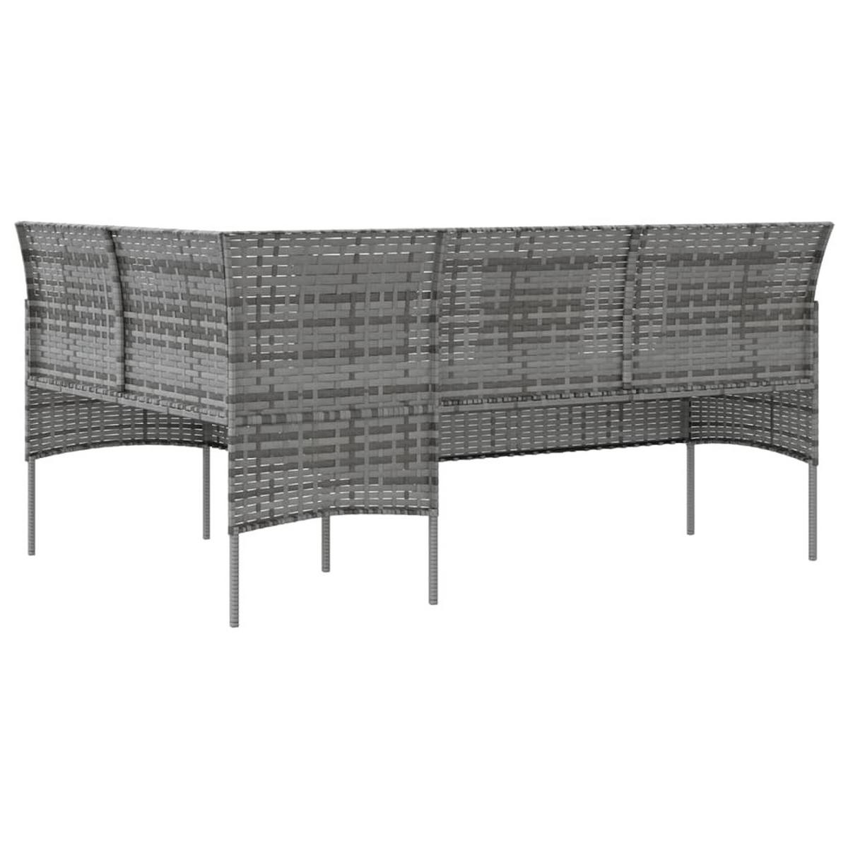 SOFA In L-Form Mit Kissen Poly Rattan Grau - Anthrazit/Grau, Kunststoff/Textil (161.5/80/113cm) - vidaXL
