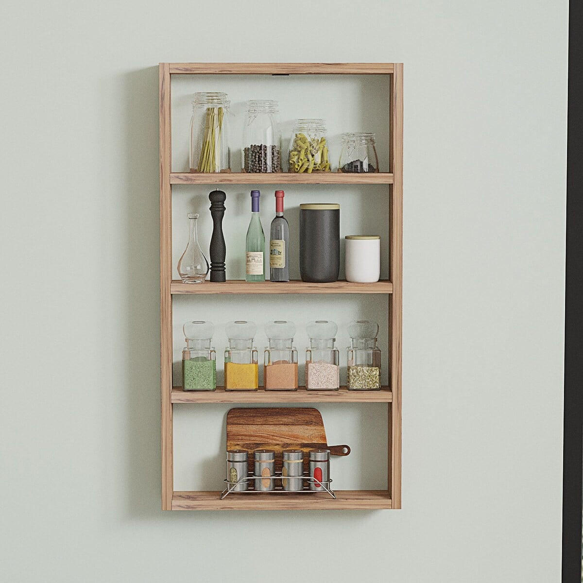 WANDREGAL mit 4 Ablagen - lya 43,2/9/80 cm - Beige, Holzwerkstoff (9/80/43.2cm) - Calicosy