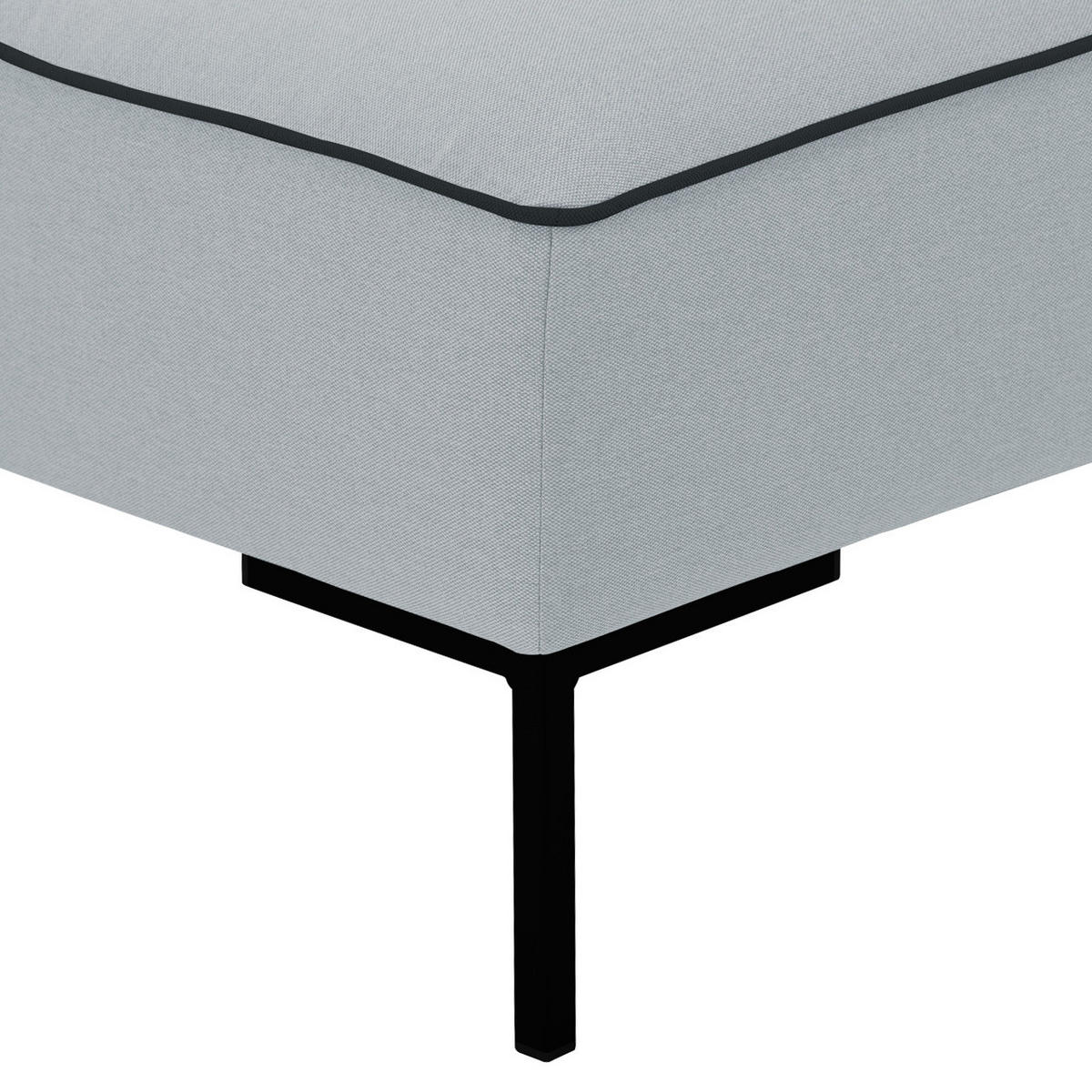 POLSTERHOCKER - Webstoff - Hellgrau/Schwarz, Textil (102/43/93cm) - home24