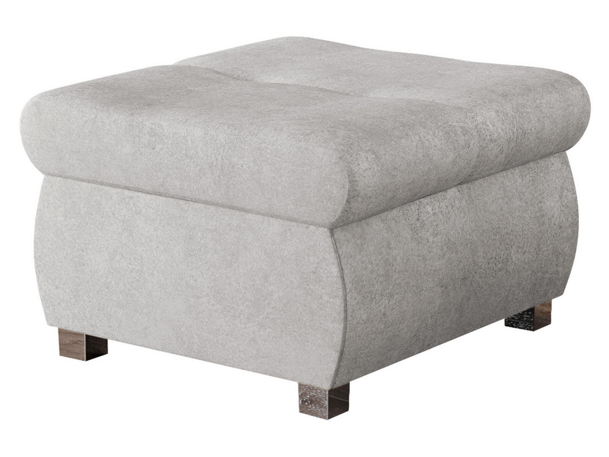 POLSTERHOCKER Orkan Klein - Silberfarben/Hellgrau, Holz/Textil (60/39/60cm) - MIRJAN24