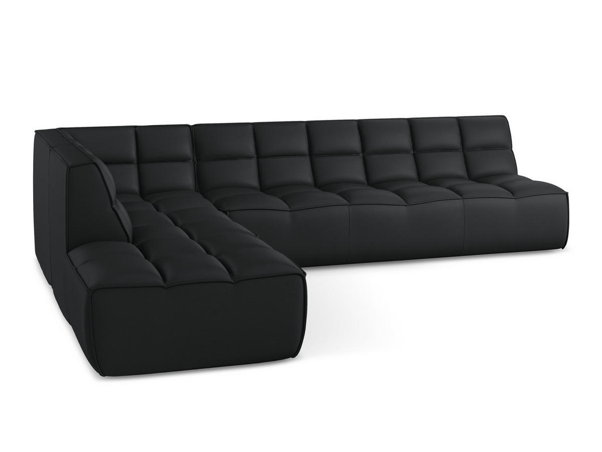 ECKSOFA Beidseitig Kunstleder Schwarz - Schwarz/Grau, Leder/Kunststoff (308/258cm) - Makamii