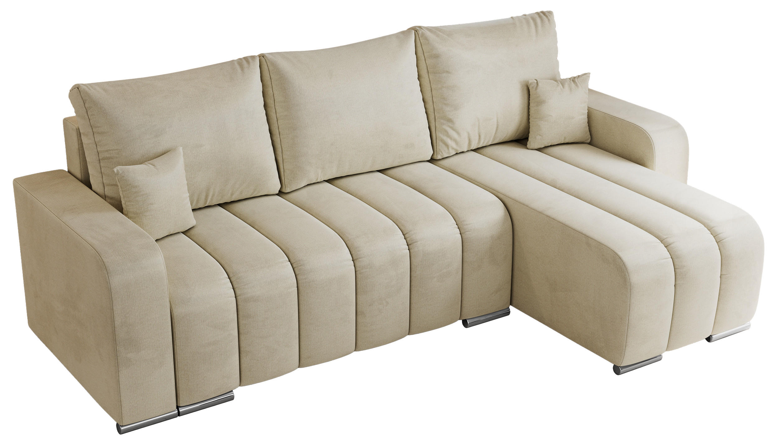 ECKSOFA KIRASSO L Beige Velvet - Beige/Grau, Textil (245/147cm) - MKS