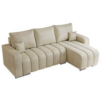 ECKSOFA KIRASSO L Beige Velvet - Beige/Grau, Textil (245/147cm) - MKS