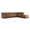 ECKSOFA Beidseitig Kunstleder Braun - Lila/Schwarz, Leder/Kunststoff (308/258cm) - Makamii