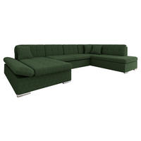 ECKSOFA Bergen Cord, Seite: Links - Dunkelgrün/Silberfarben, Holz/Textil (345/76/205cm) - MIRJAN24