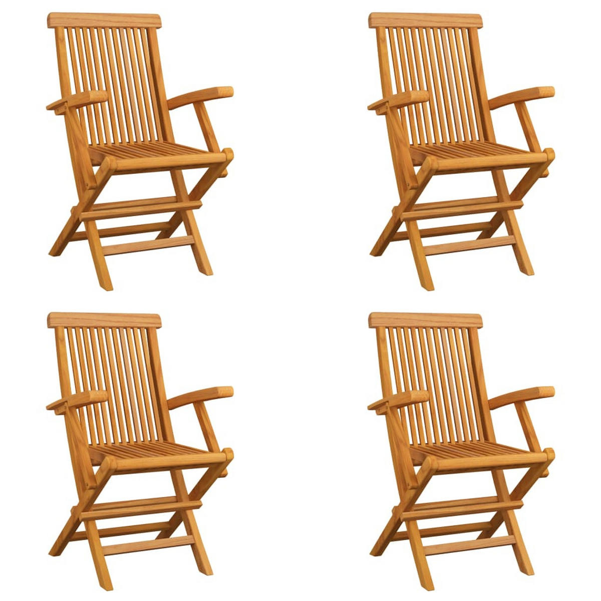 GARTENKLAPPSESSEL, 55/60/89 cm, aus Massivholz Teak, 4er-Set - Braun, Holz (55/89/60cm) - vidaXL