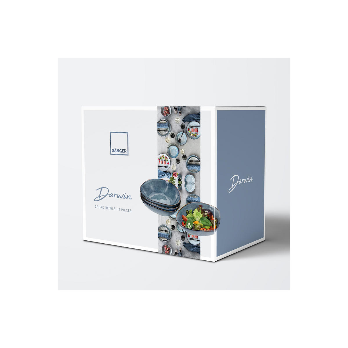 SALATSCHALEN SET DARWIN - 4 teilig aus Steingut - Blau, Keramik (20cm) - Sänger
