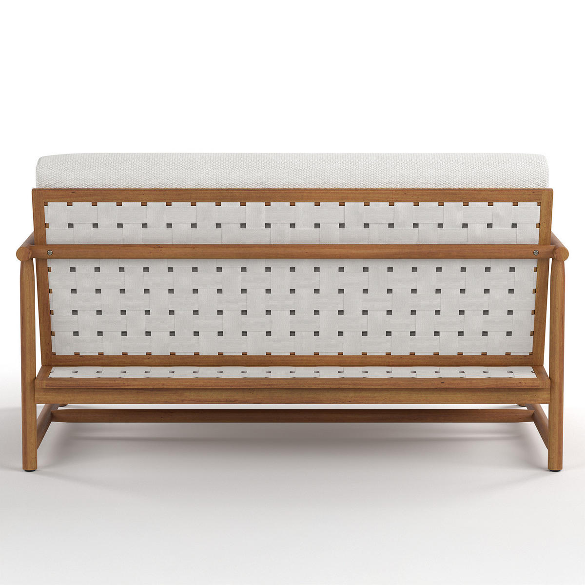 LOUNGEGRUPPE - 4-teilig - Akazie massiv / Webstoff - Akazie Braun / Creme - Creme/Akaziefarben, Holz/Kunststoff - home24