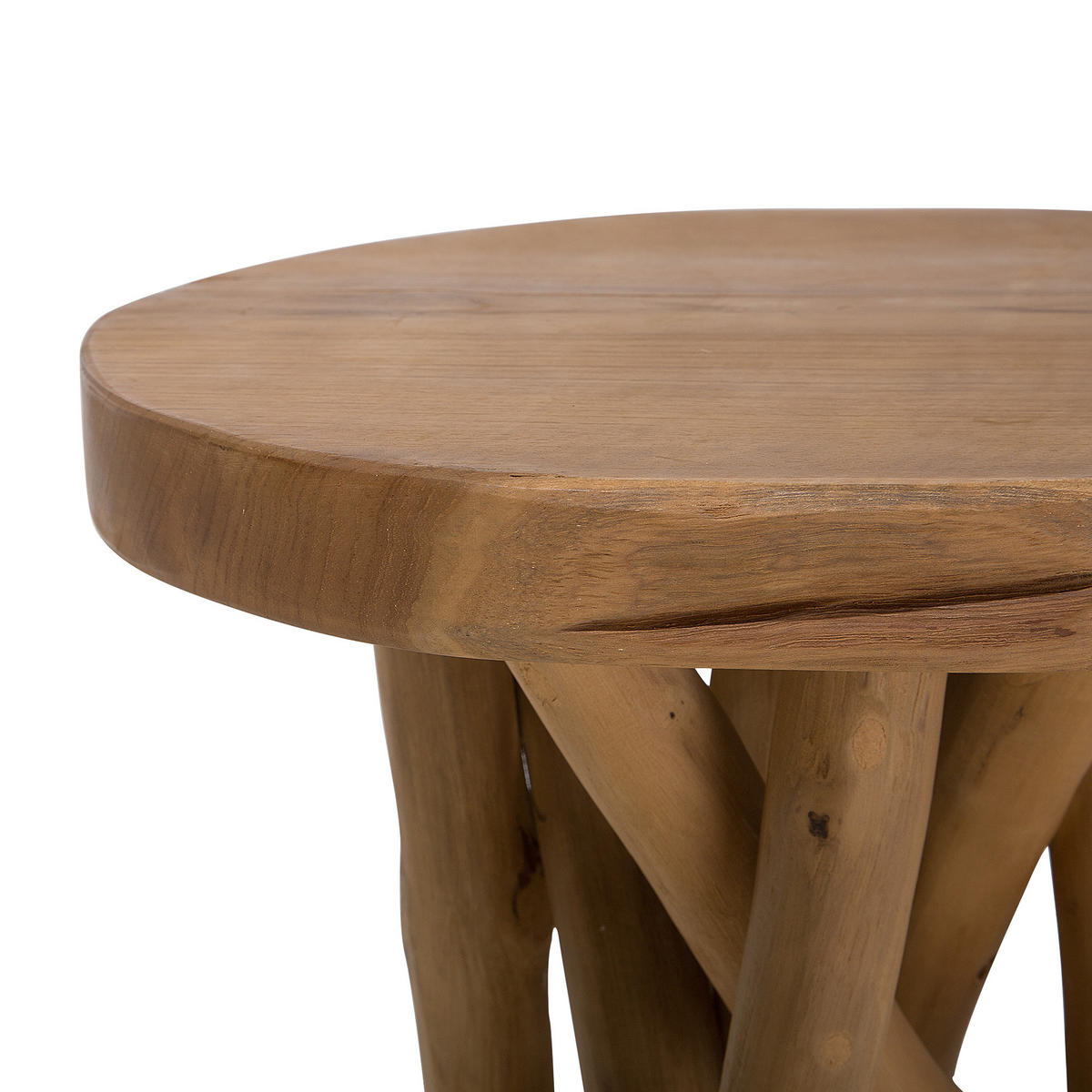 BEISTELLTISCH Teakholz braun rund Merritt - Hellbraun/Dunkelbraun, Holz (33/36/45cm) - Beliani