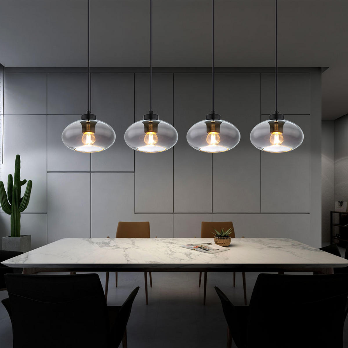 LED HÄNGELEUCHTE Metall Glas Grau Rauchoptik - Grau, Glas (96/18/120cm) - Globo Lighting